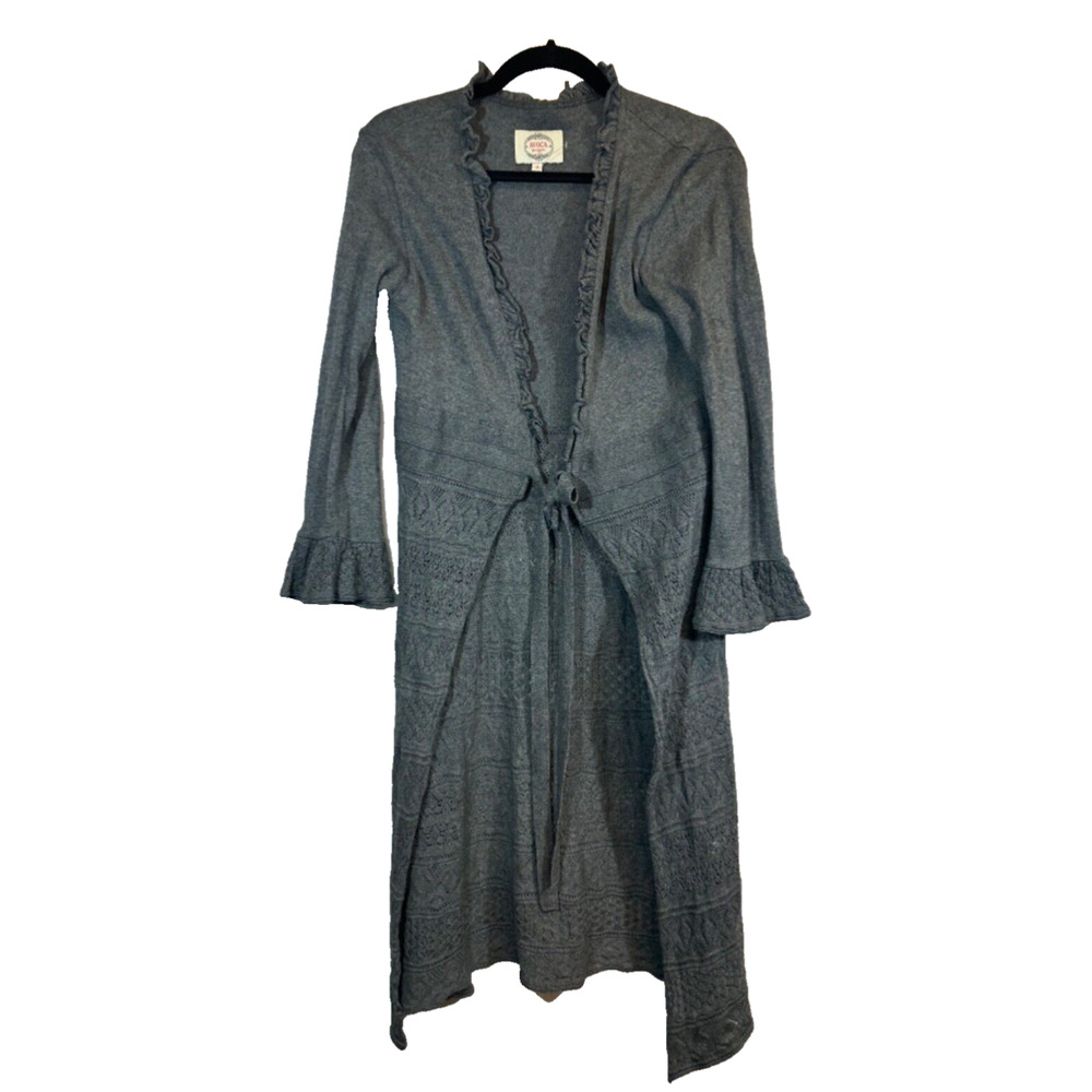 Avoca Anthology Knit Cardigan Long Sweater Cardigan Sz 3 Cashmere Angora D62 +